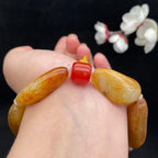 和田玉满黄皮籽料【精品手串】（58.1g）