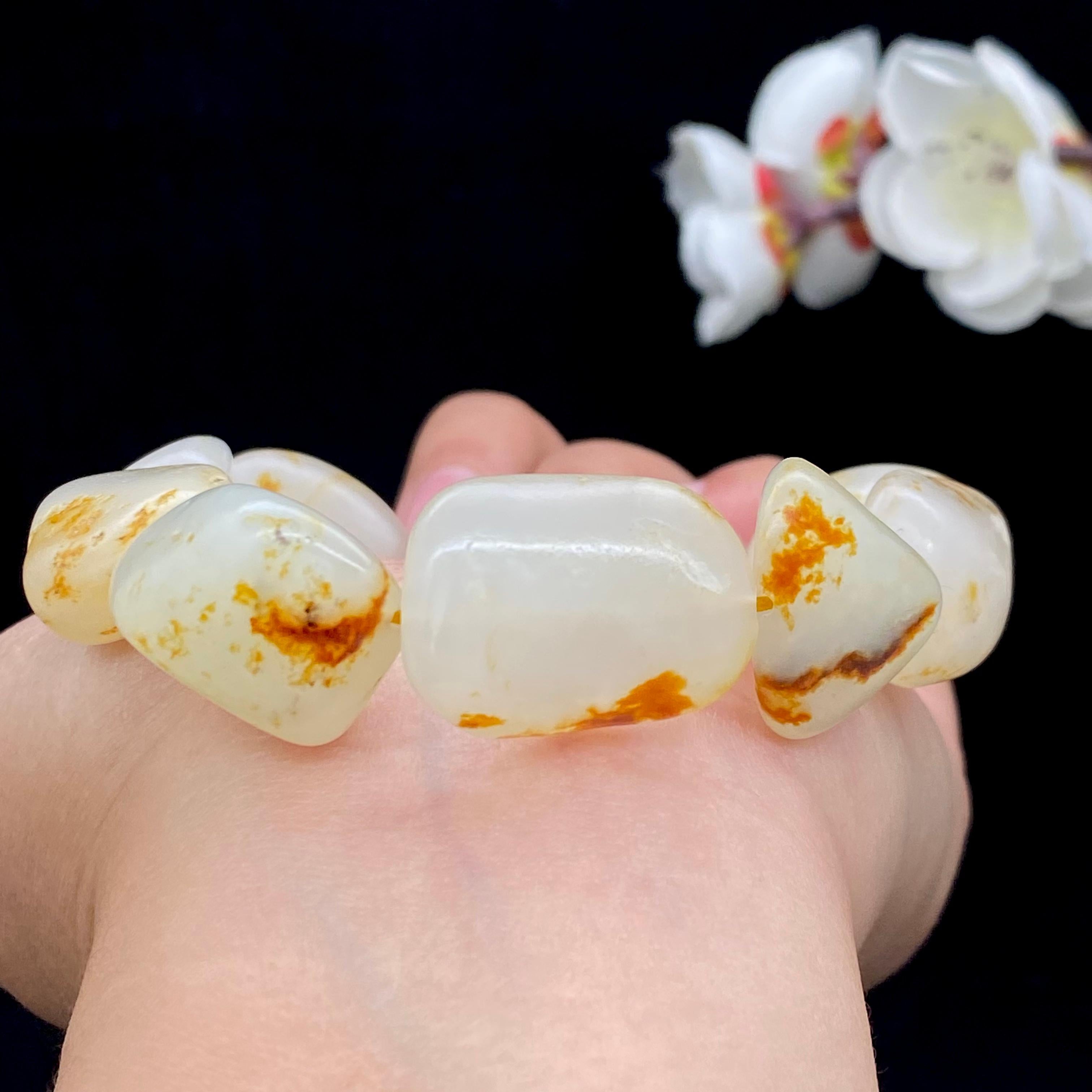 和田玉-洒红皮【精品手串】（63.4g）