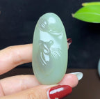 和田玉翠青烟紫生肖牛扭转乾坤（44.5g）