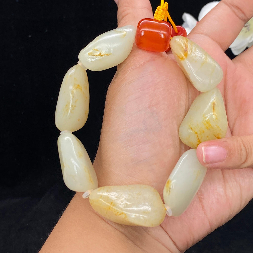 和田玉洒金皮籽料【精品手串】（118.4g）