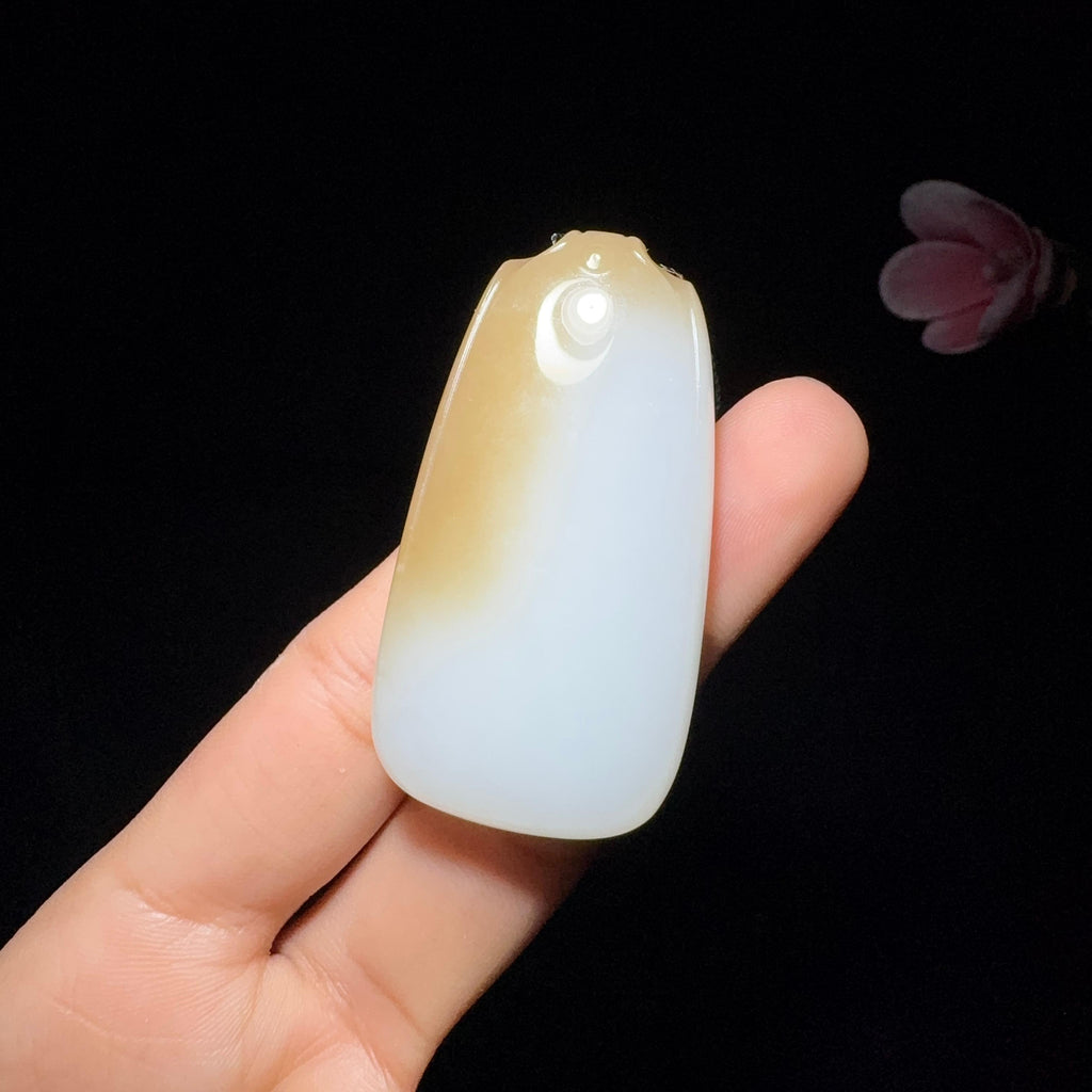 和田玉糖白水滴平安无事牌（35.7g）