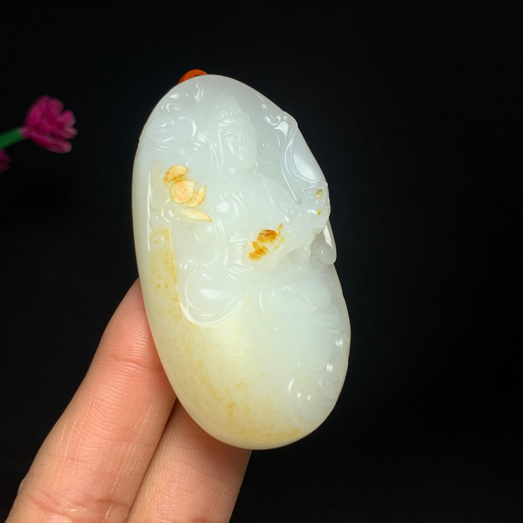 收藏传承级籽料羊脂白玉观音挂件（61.0g）