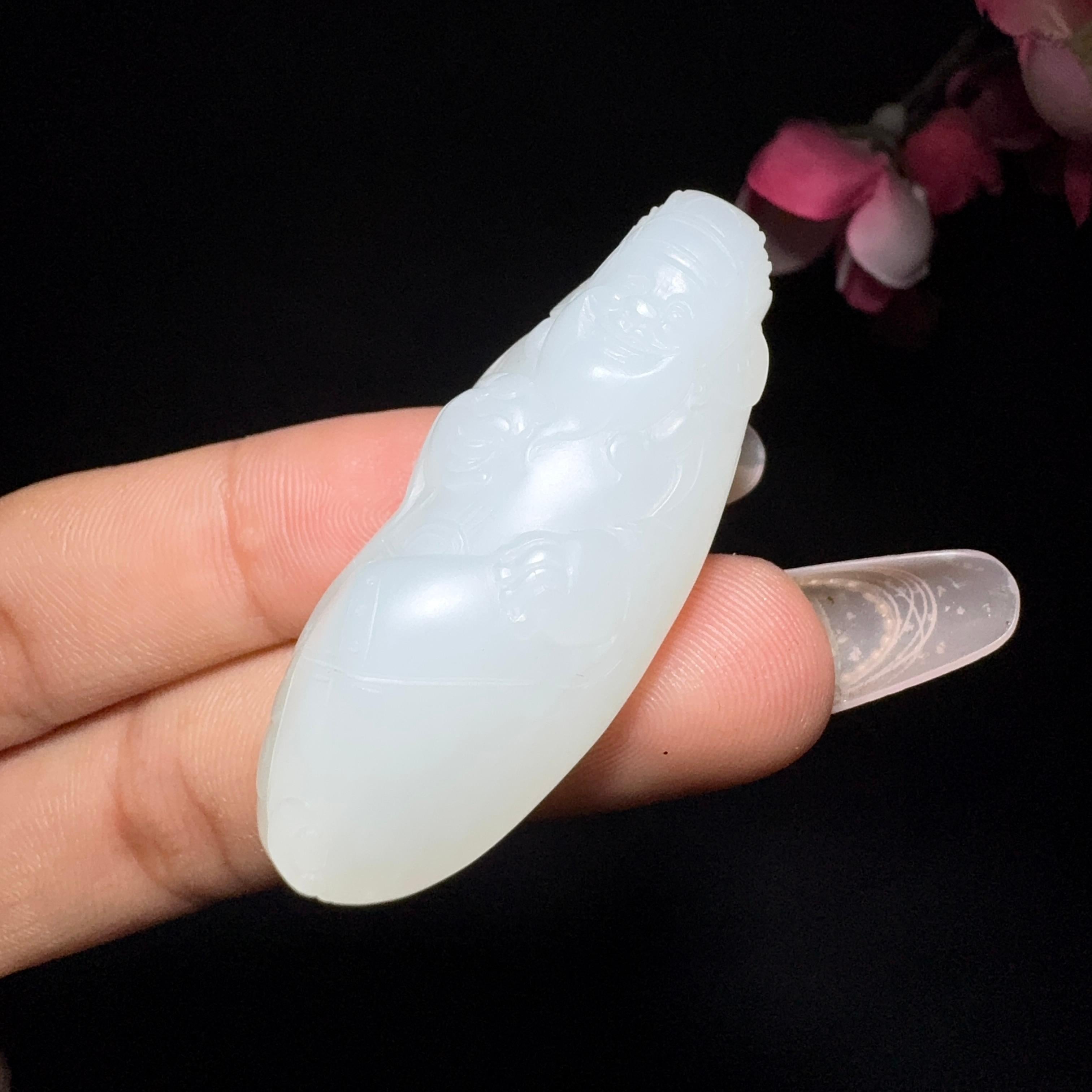 和田玉籽料挂件财神（19.9g）
