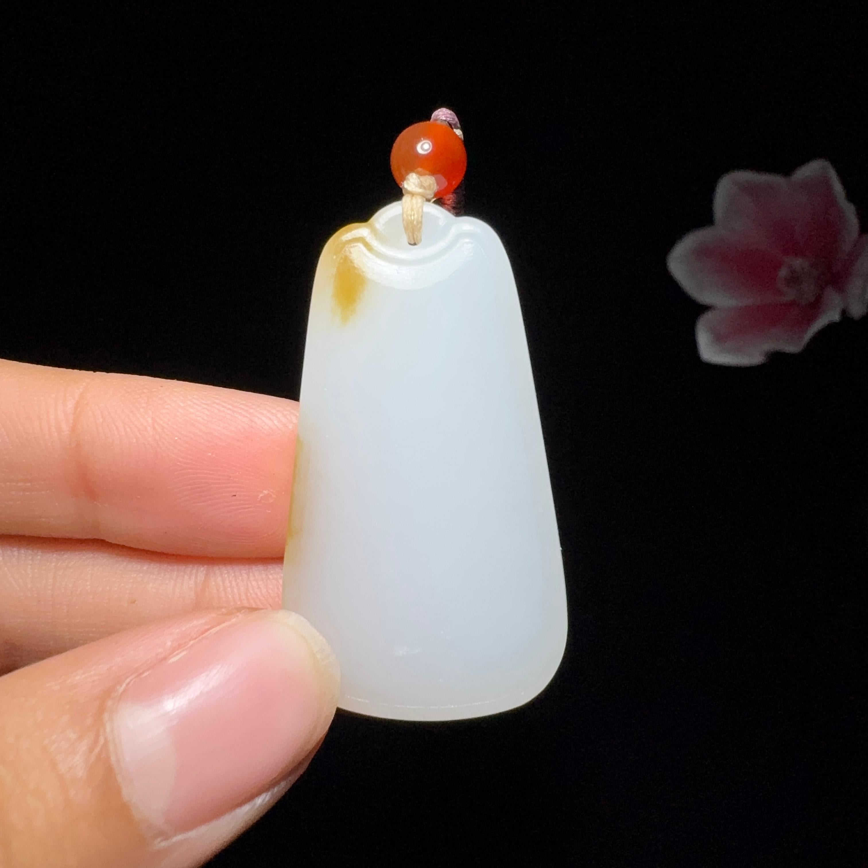 和田玉糖白平安无事牌（17.3g）
