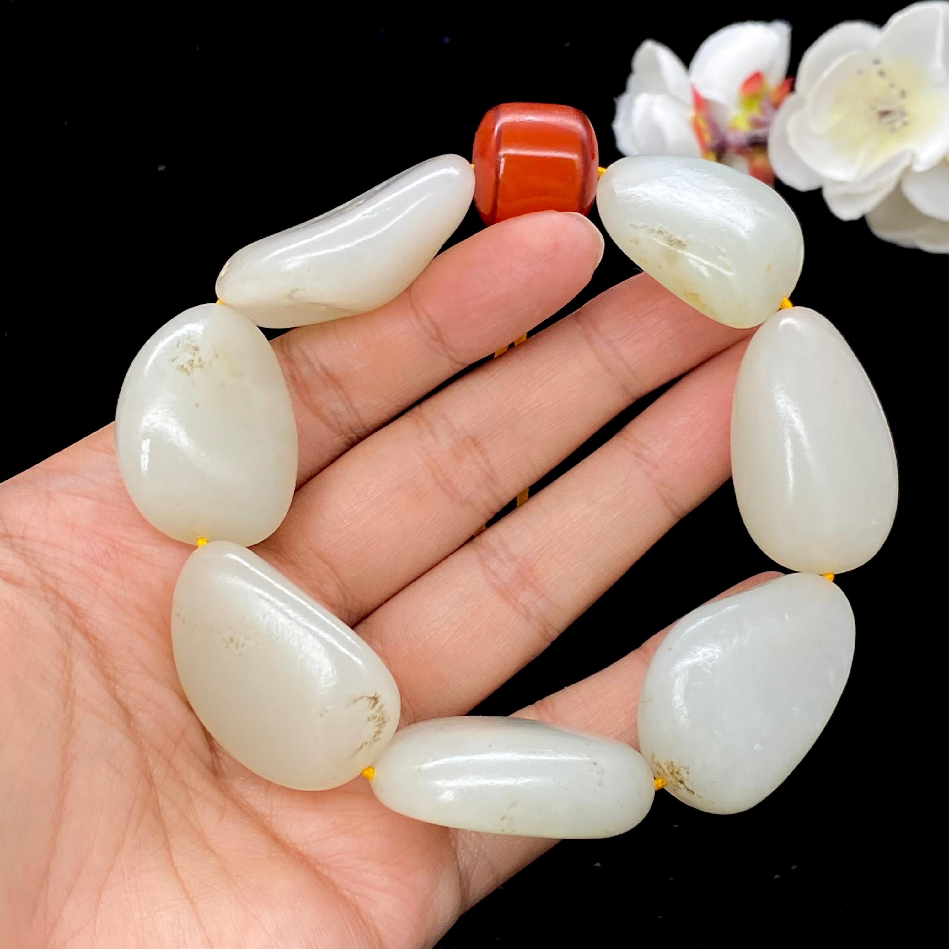 和田玉白玉籽料【精品手串】（126.3g）