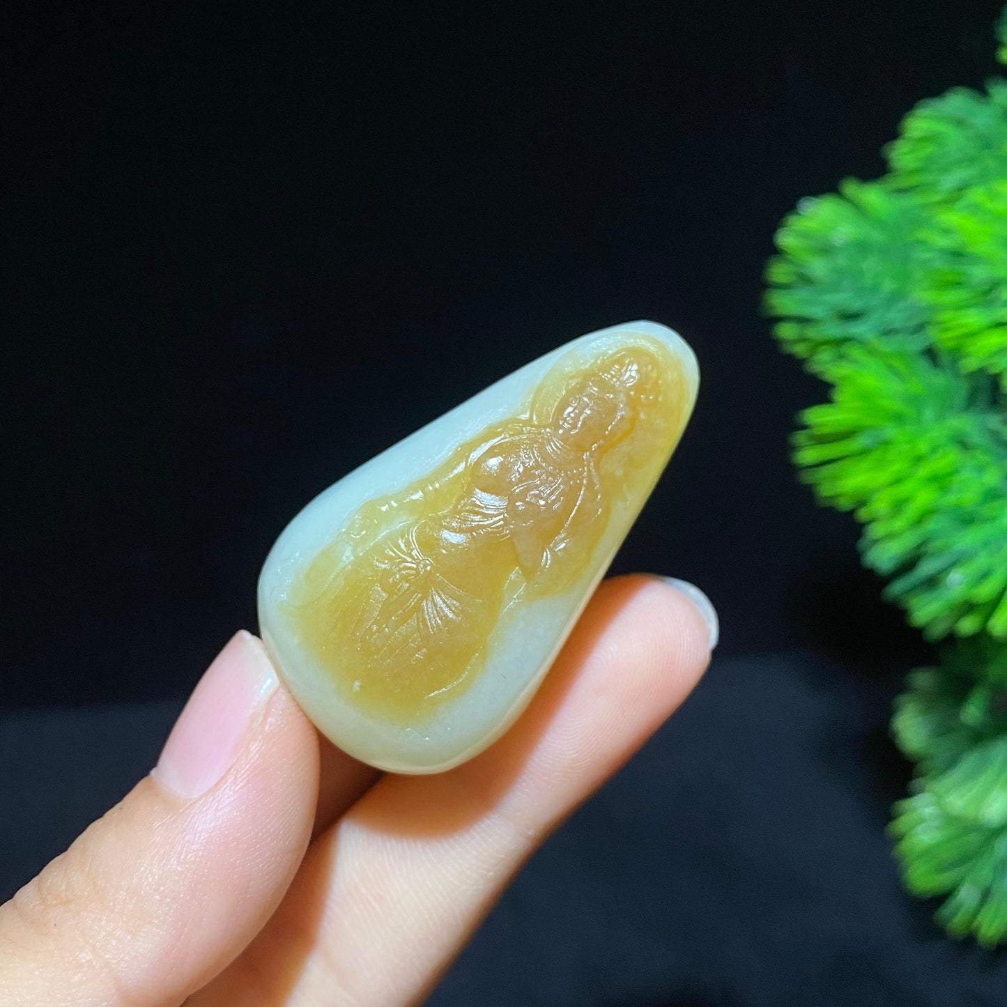和田糖白玉观音挂件（37.6g）
