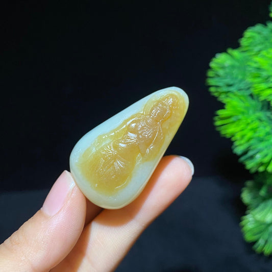 和田糖白玉观音挂件（37.6g）