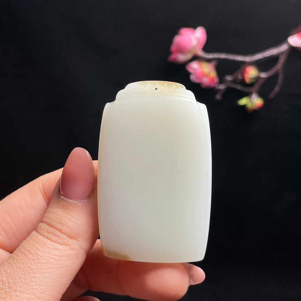 且末料糖白羊脂白玉平安无事牌（63.1g）