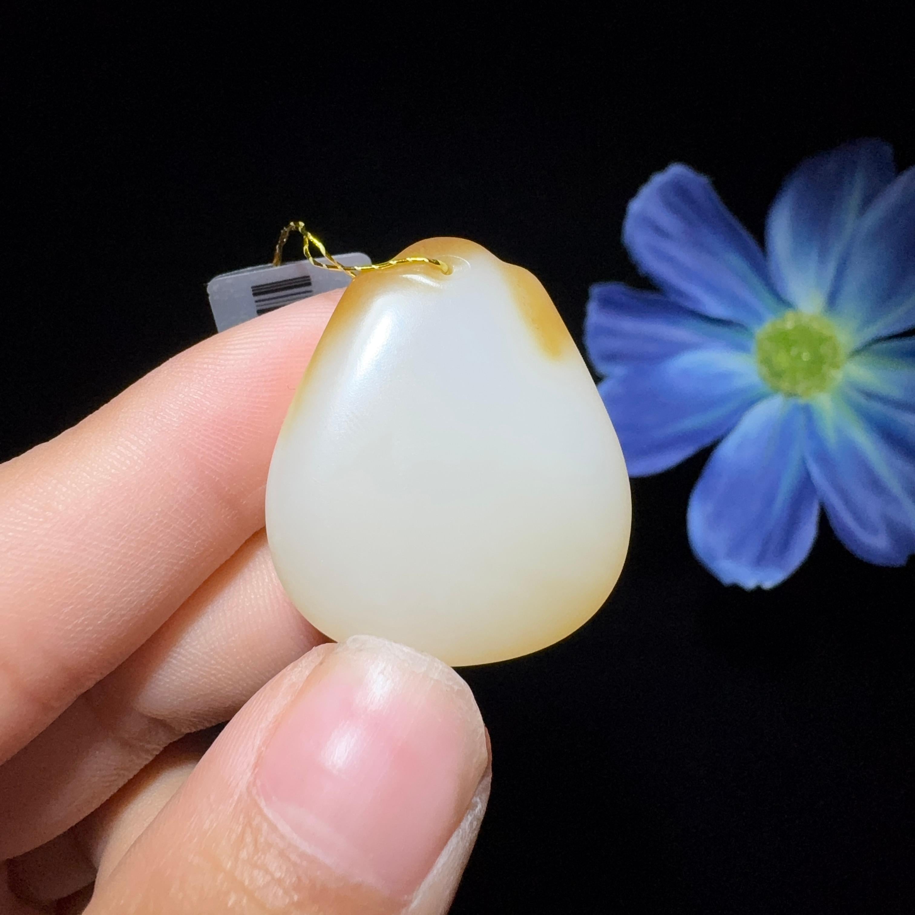 和田玉糖白平安无事牌（15.4g）