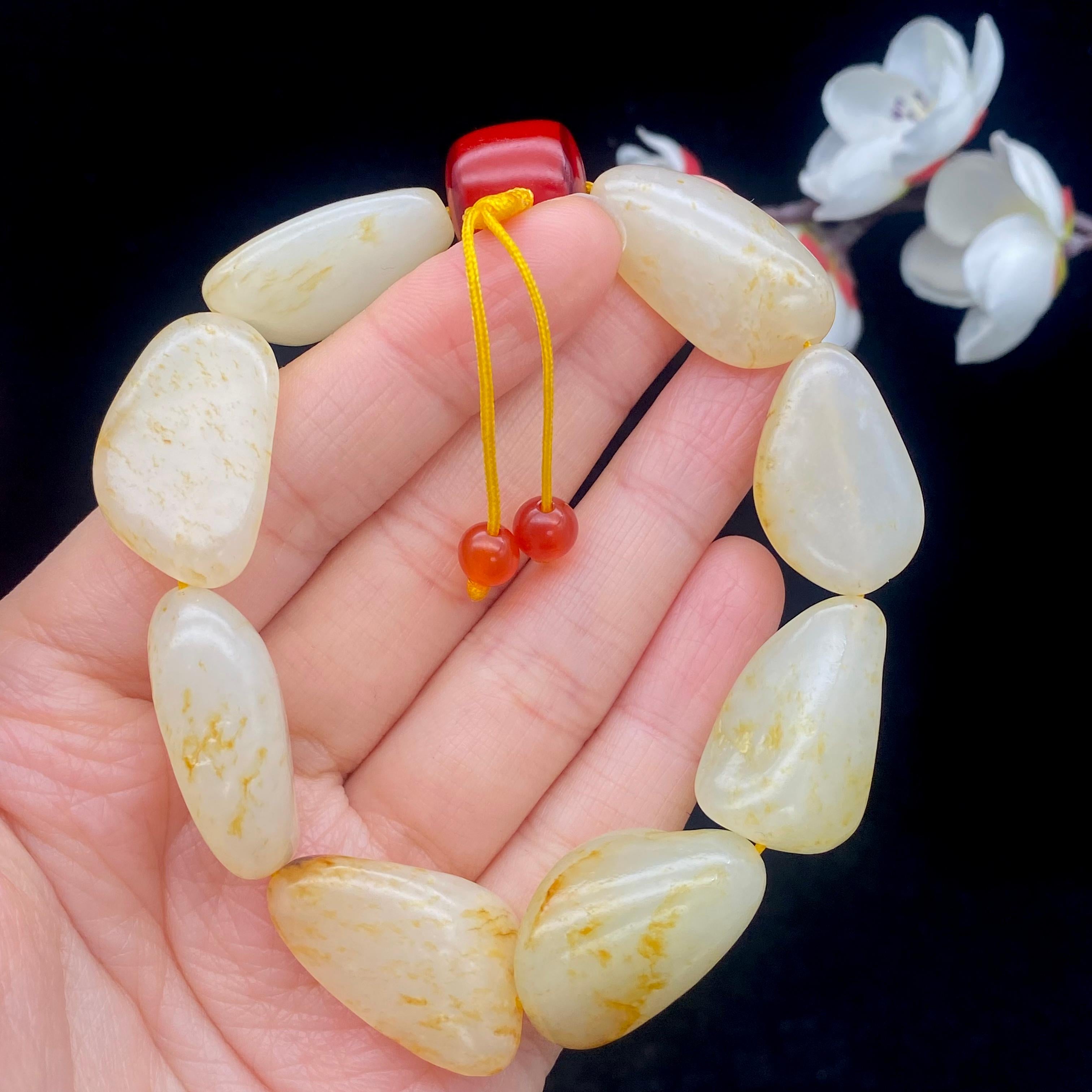 和田玉洒金皮籽料【精品手串】（50.6g）