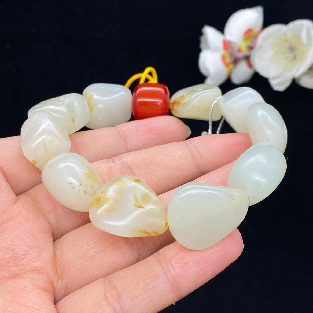 和田玉-黄皮白肉籽料【精品手串】H2605260291（g）