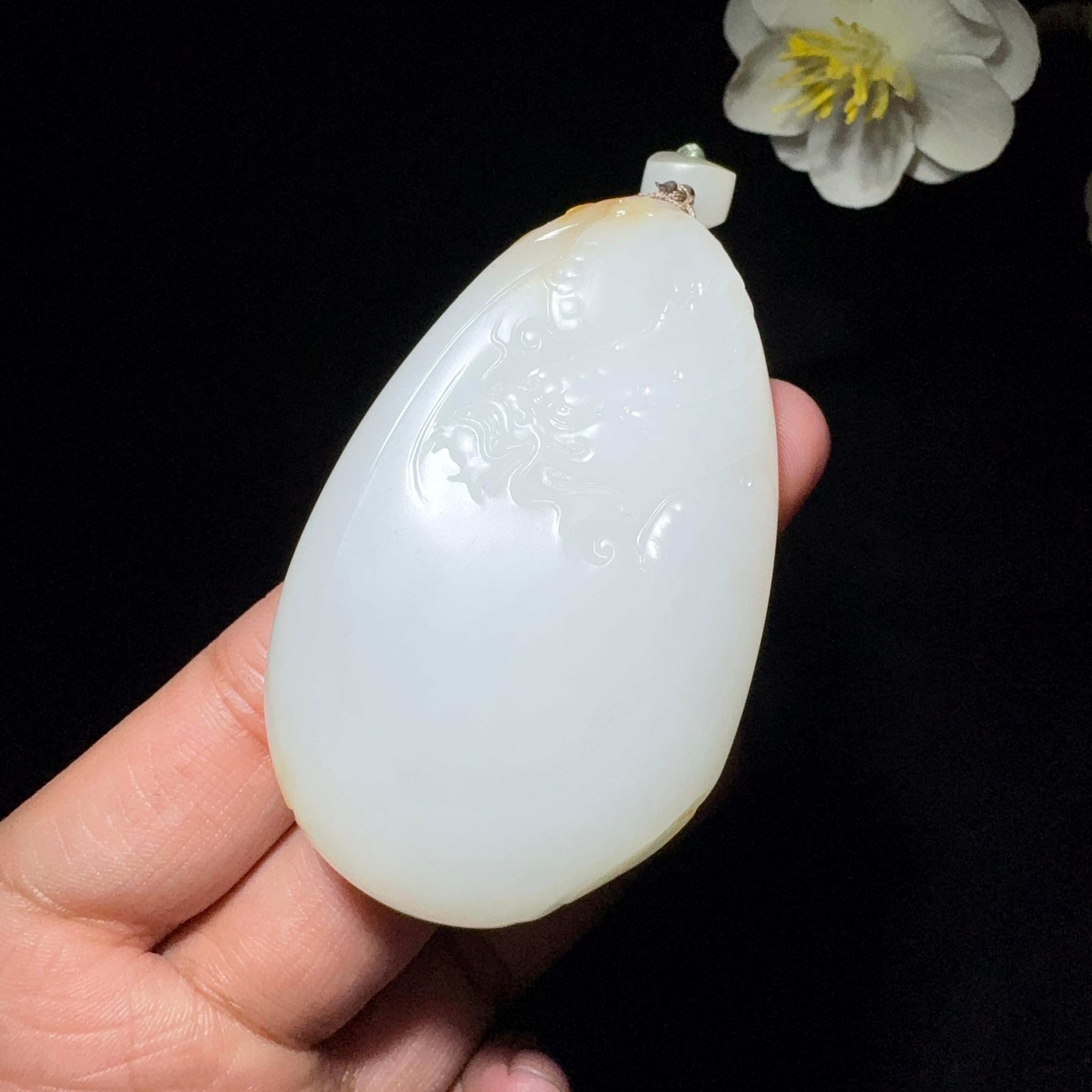 和田玉籽料御龙观音挂件（63.1g）