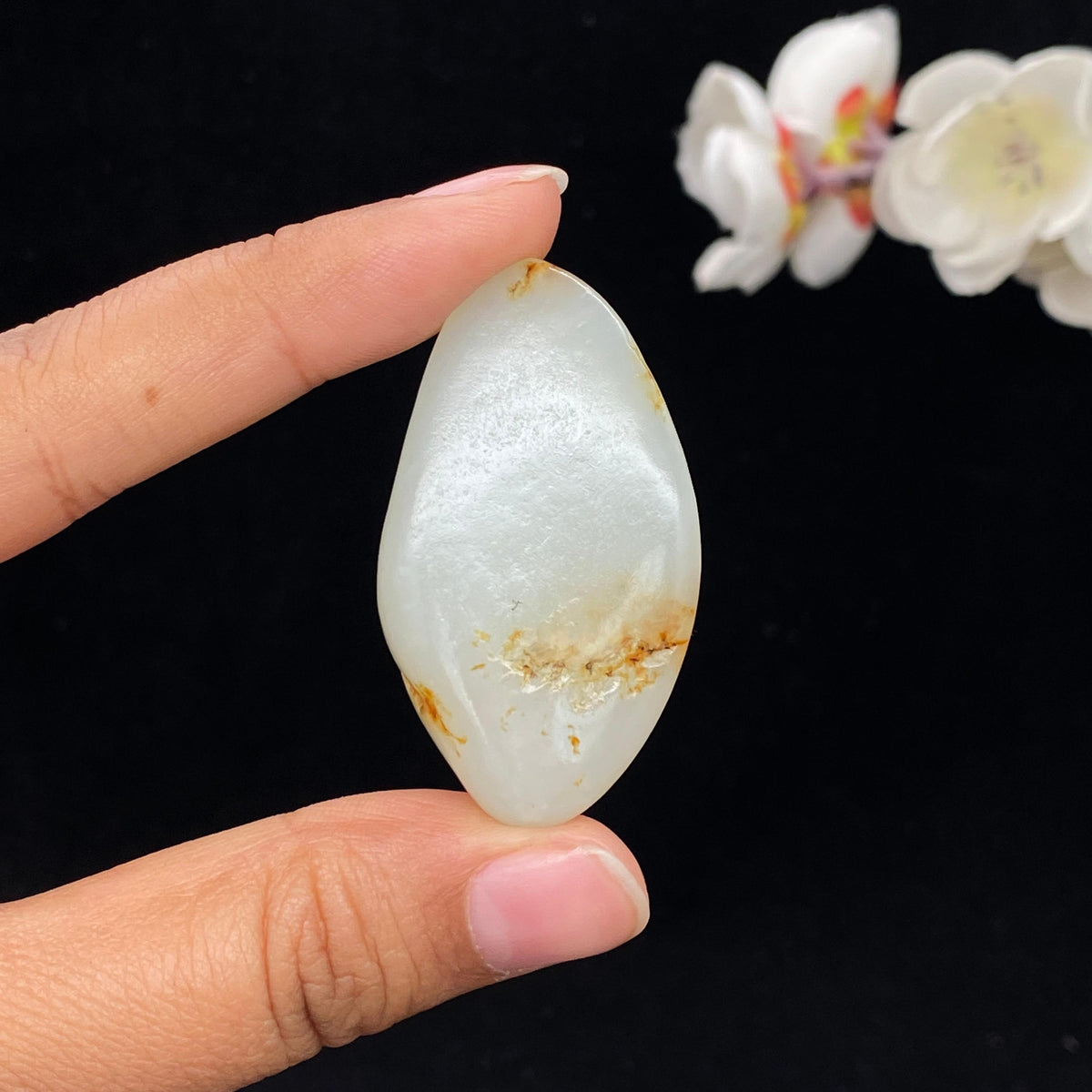 和田玉白玉带洒金皮籽料挂件（21.1g）