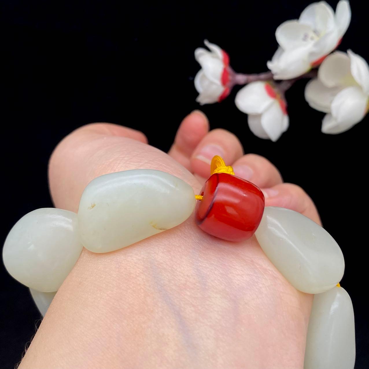 和田玉白玉【精品手串】（108.5g）