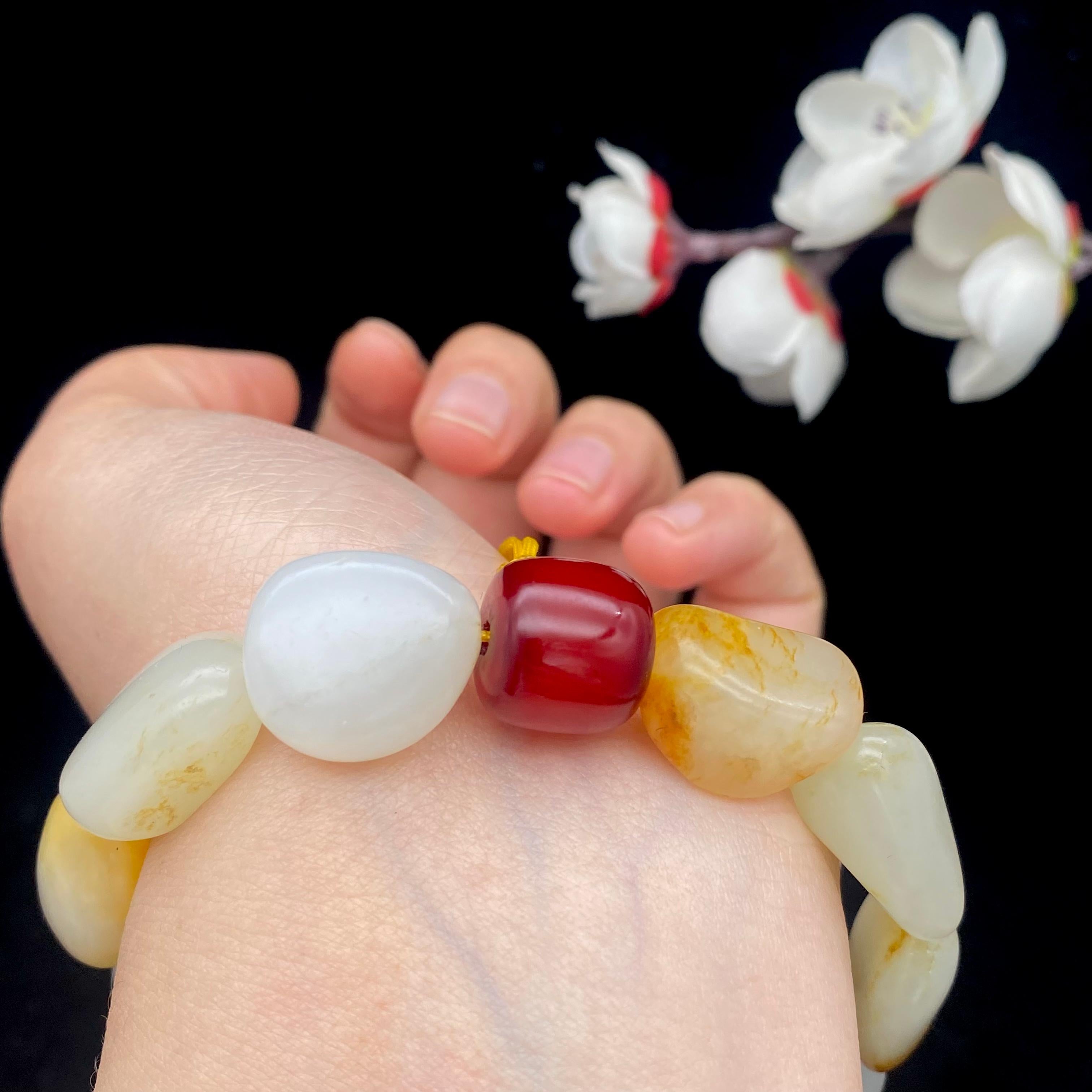 和田玉洒金皮籽料【精品手串】（48.4g）