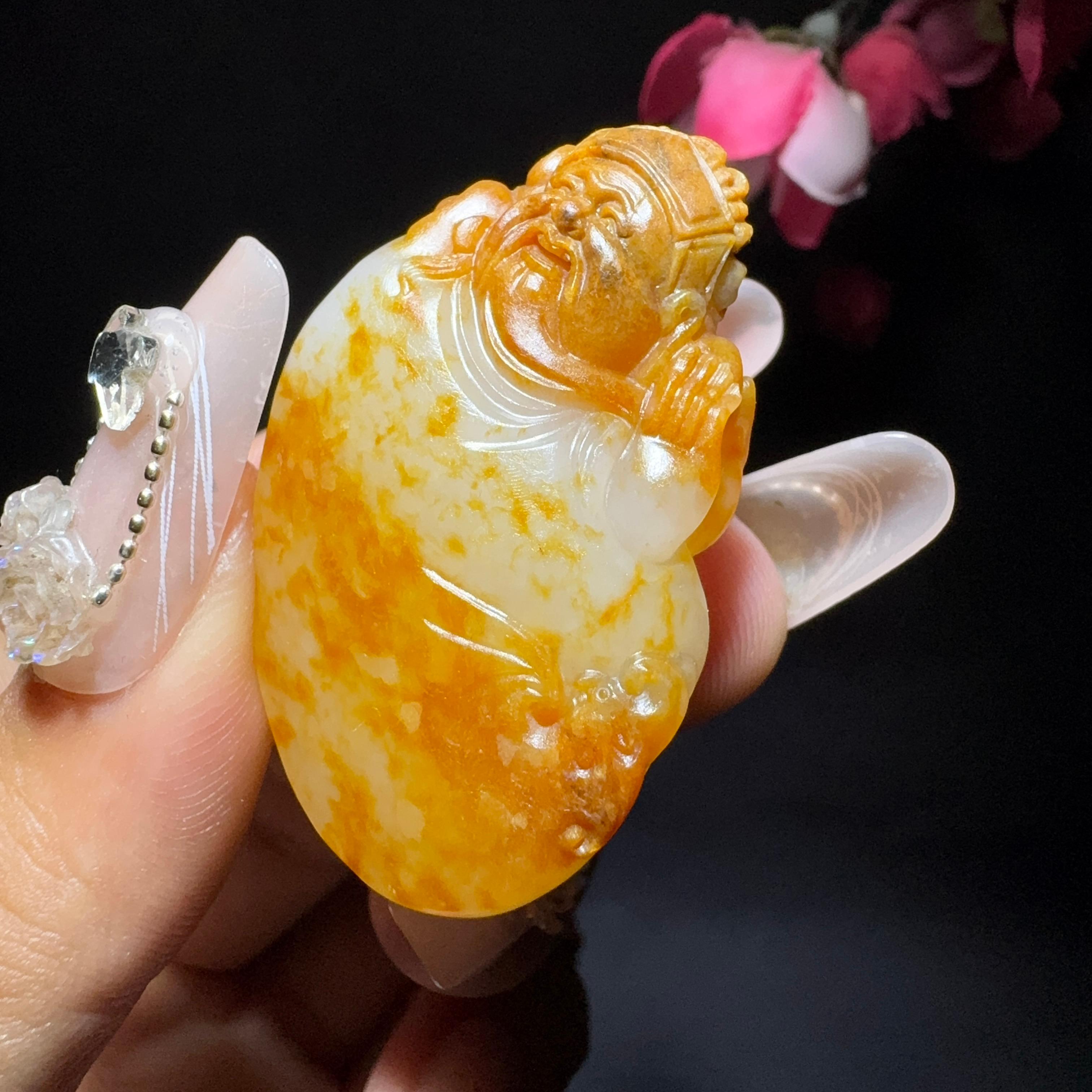 和田玉籽料挂件财神（26.4g）