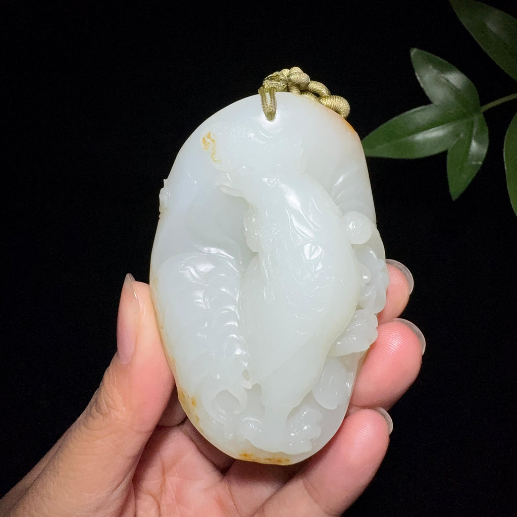 和田玉籽料雄鸡手把件（141.3g）