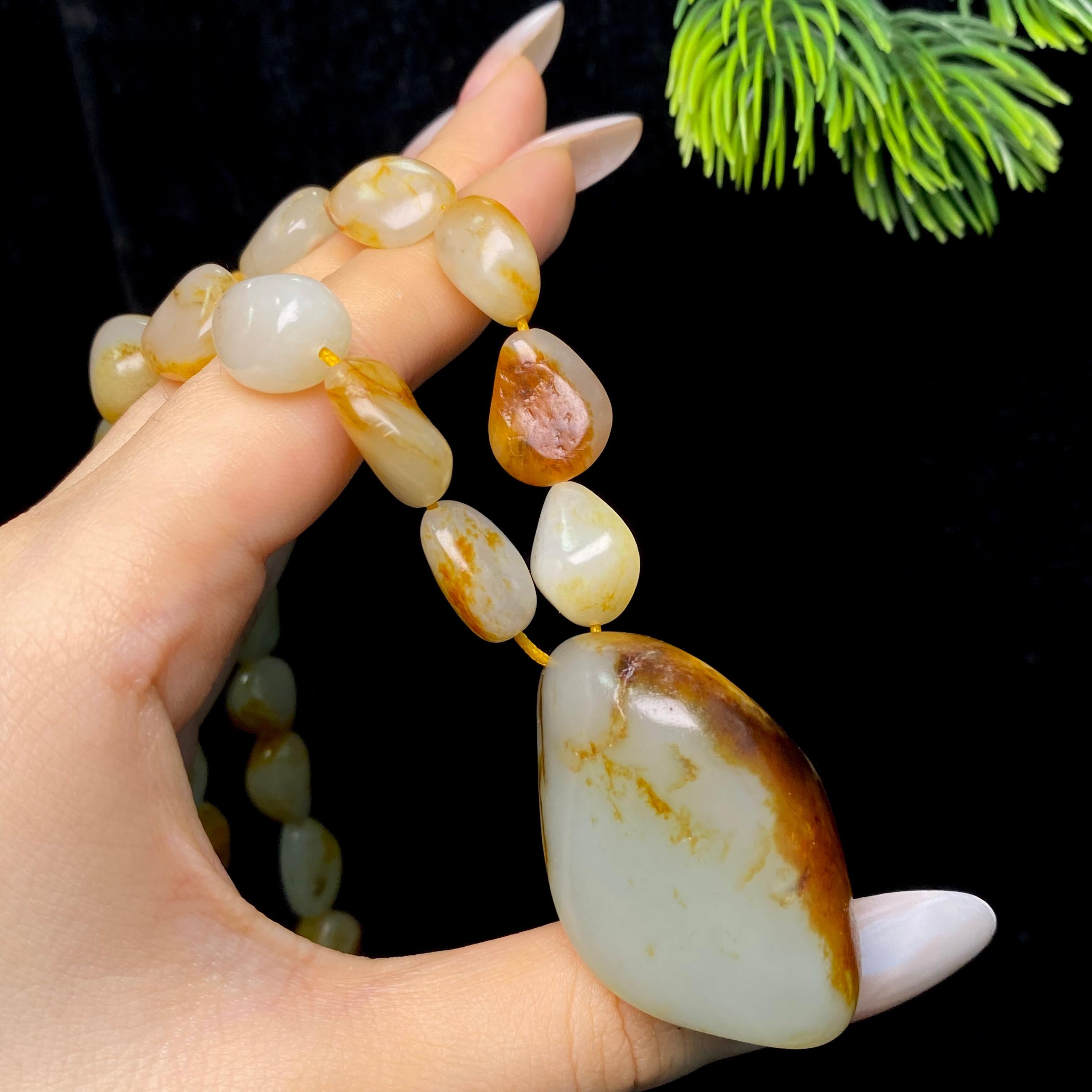 和田玉洒金皮籽料项链（118g）