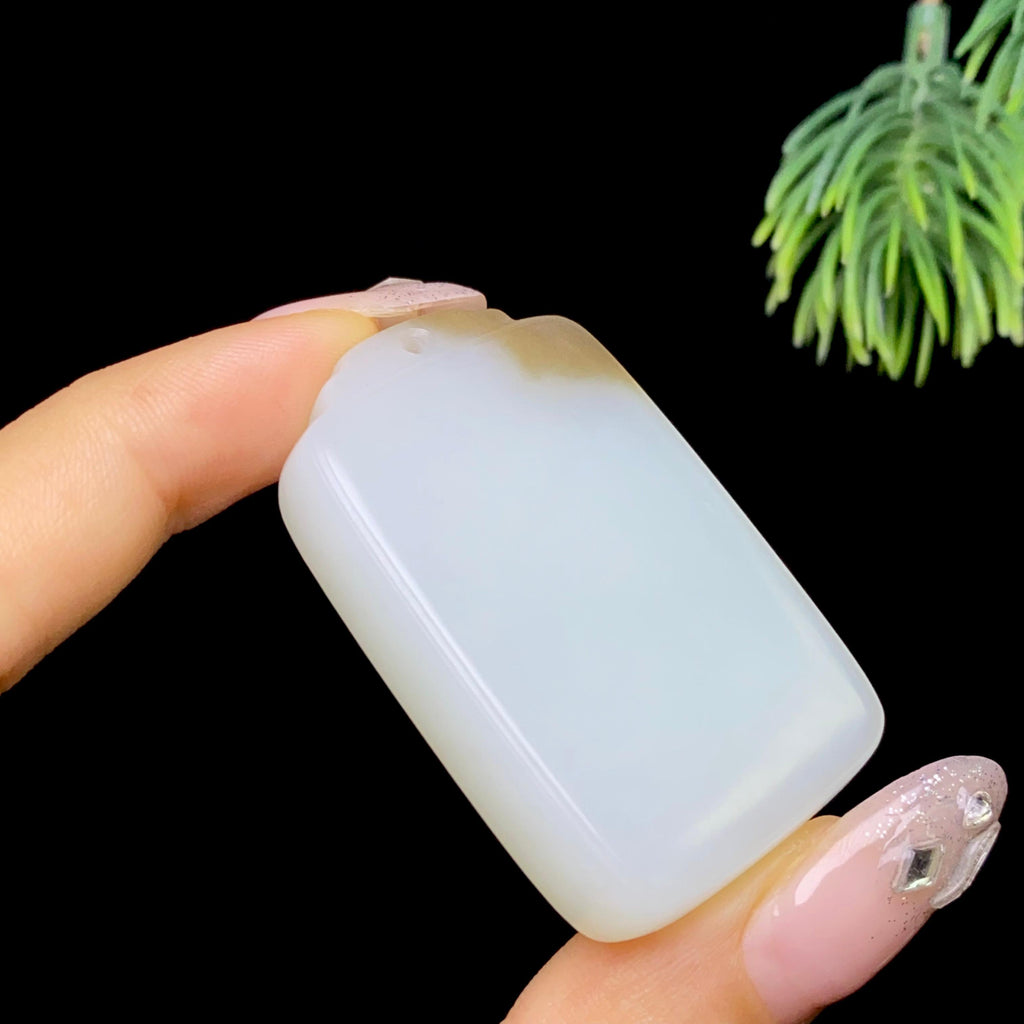 和田玉糖白无事牌（34.5g）
