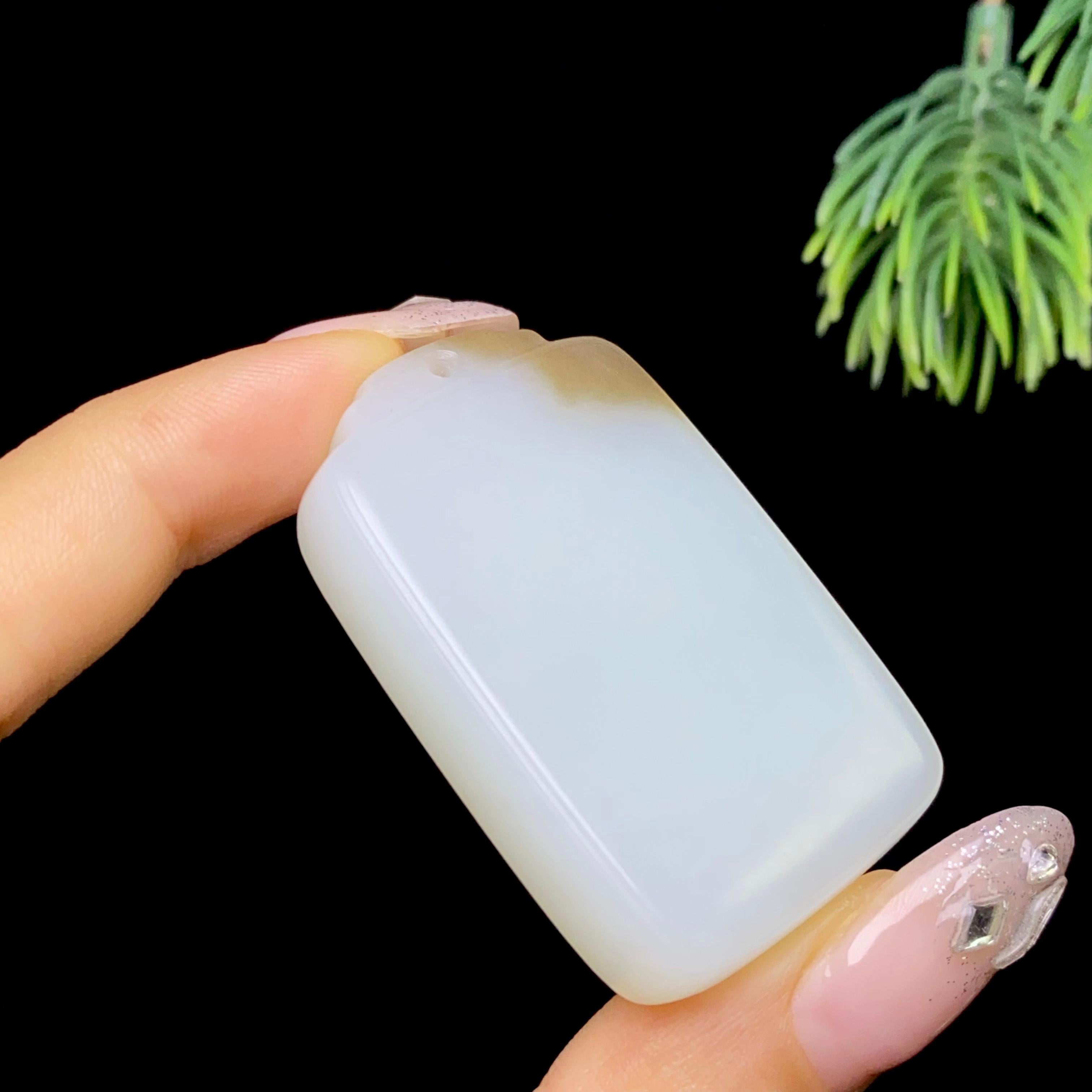 和田玉糖白无事牌（34.5g）