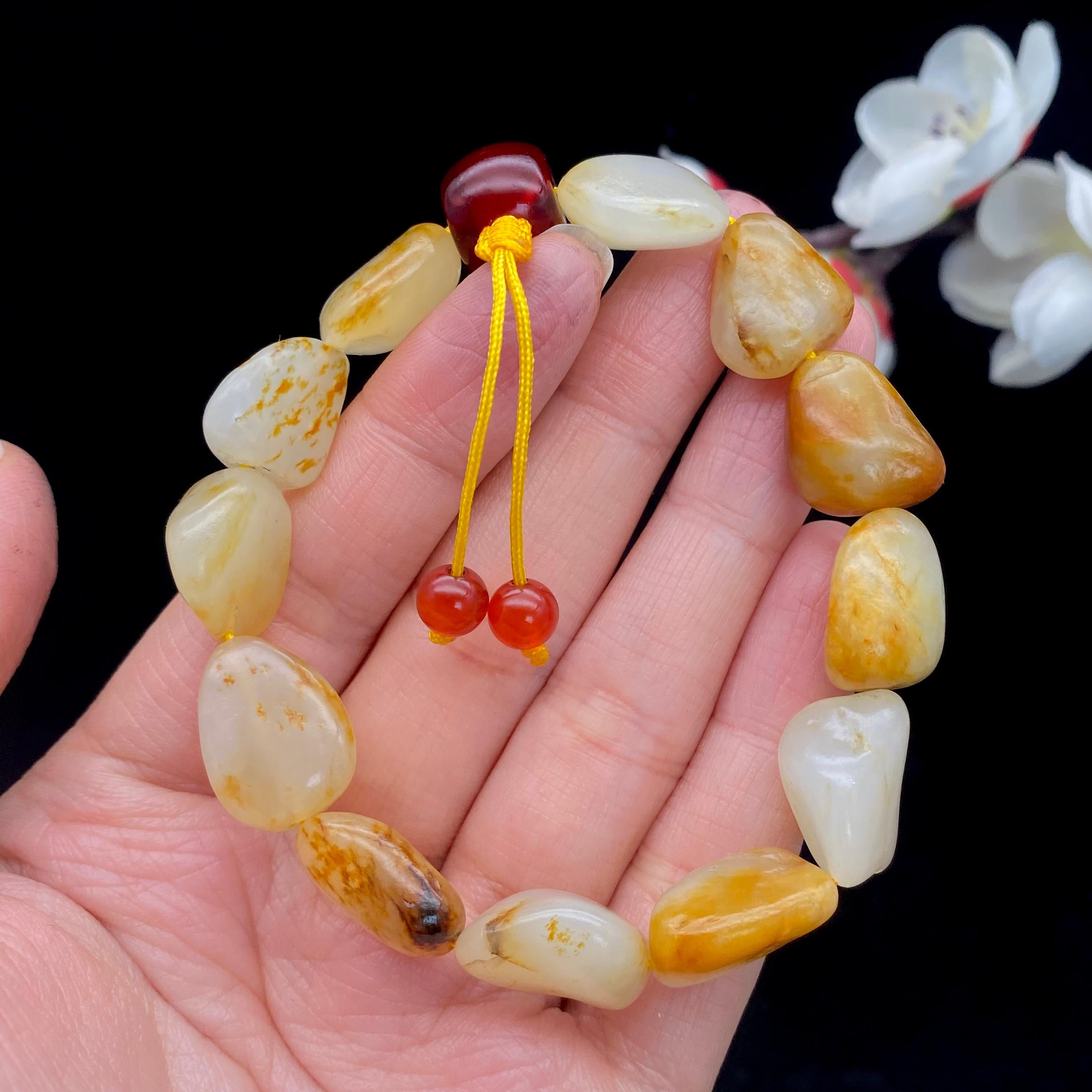 和田玉洒金皮籽料【精品手串】（33.5g）