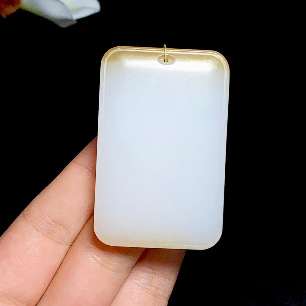 高品质和田糖白玉无事牌（51.8g）