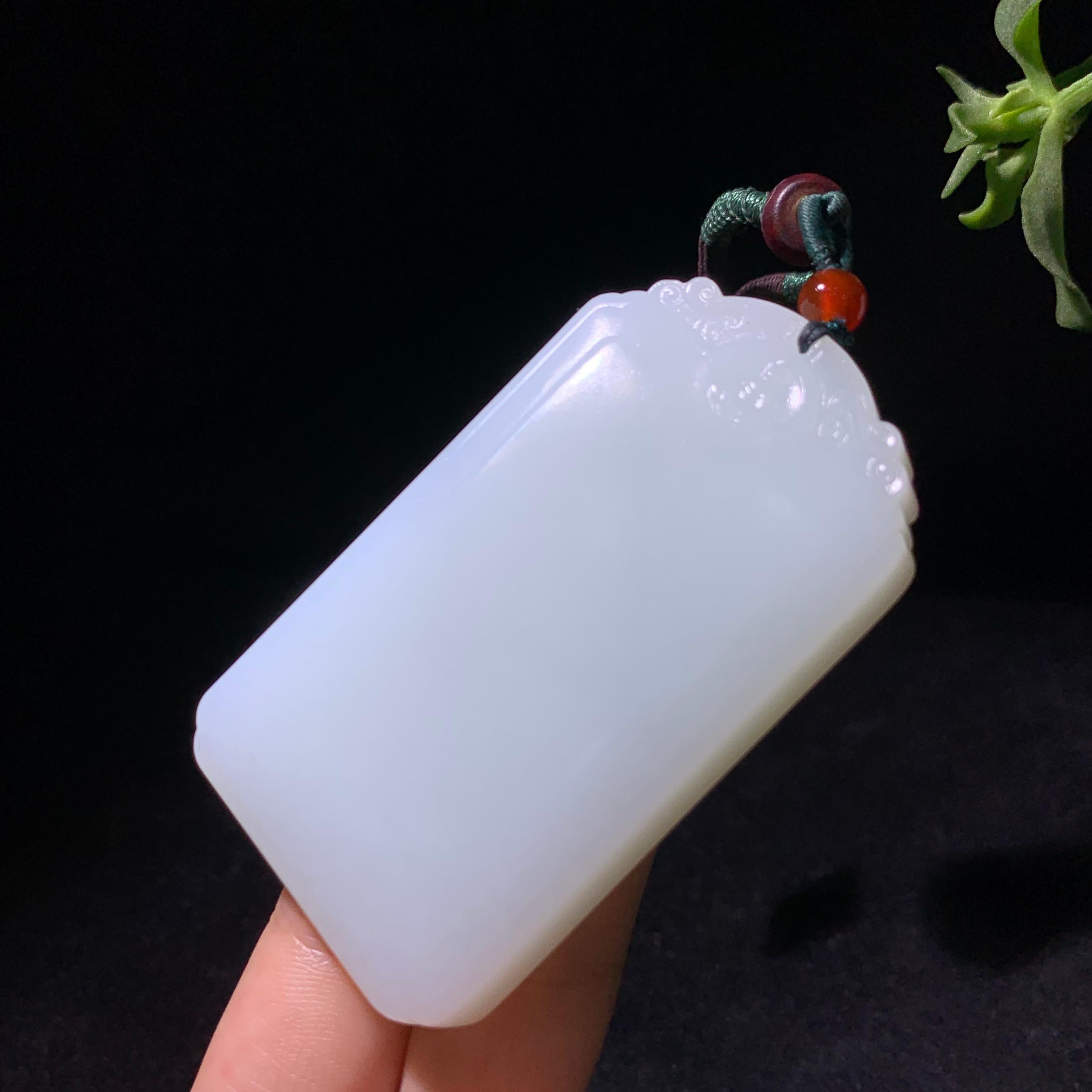 精品和田山料白玉无事牌挂件（91.2g）