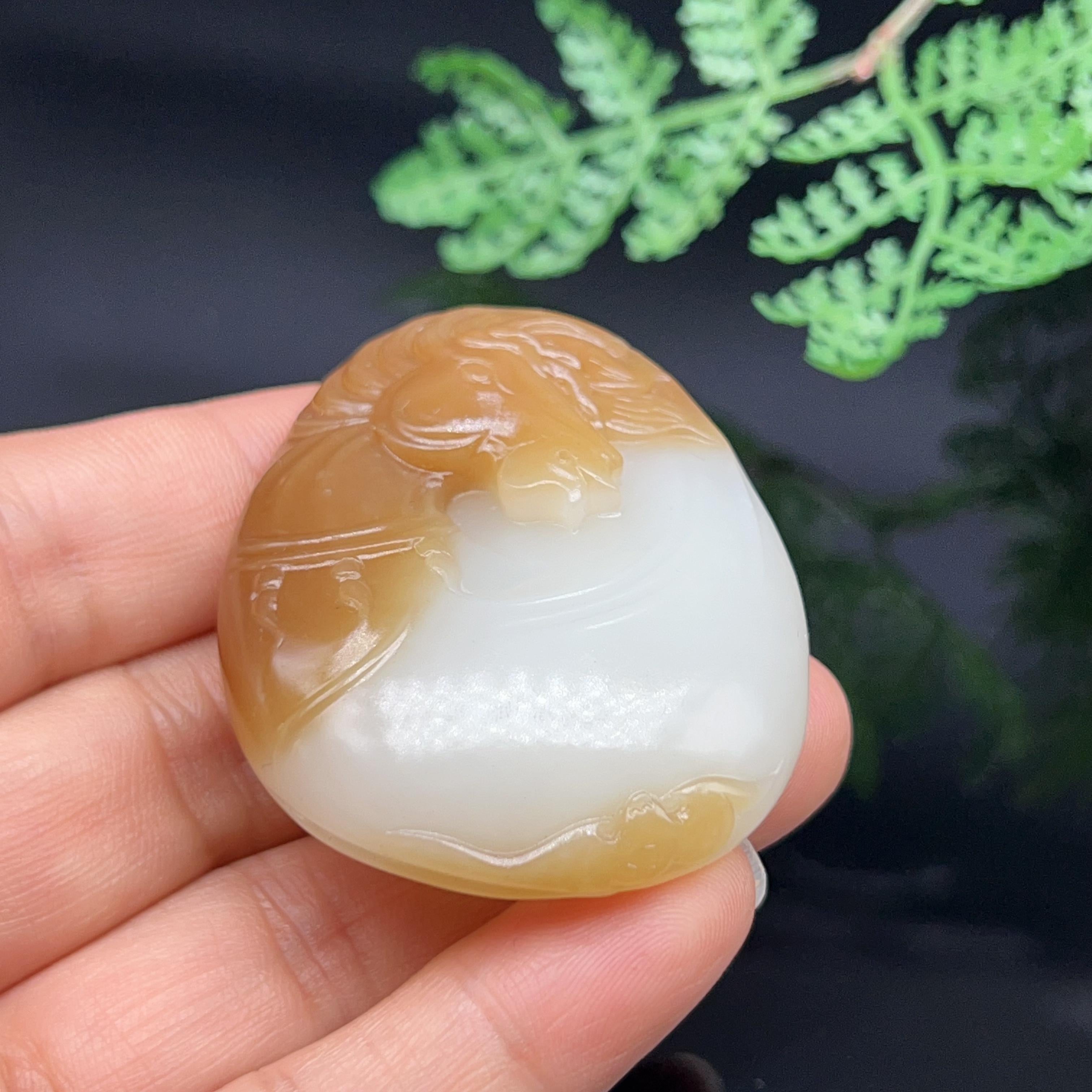 和田玉糖羊脂白玉马上有福马挂件（48.879g）