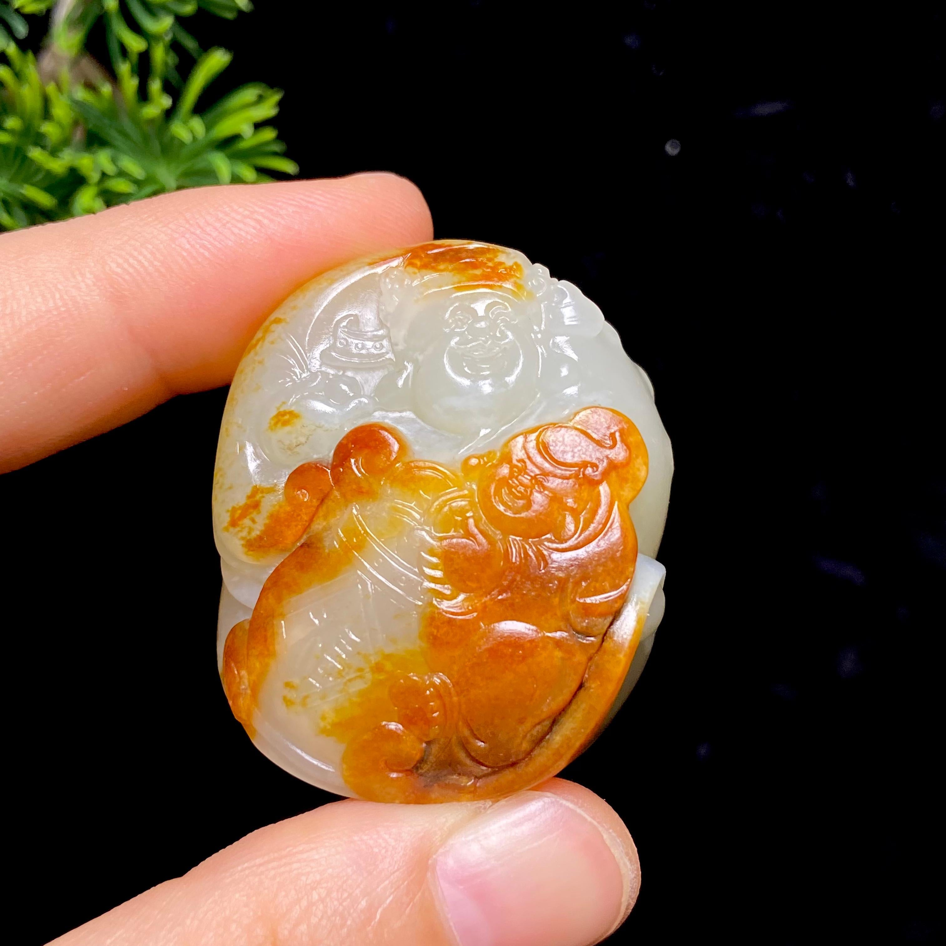 和田玉籽料和气生财（52.9g）