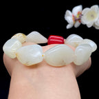 和田玉白玉带洒金皮籽料【精品手串】（66.2g）
