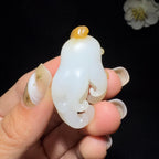 和田玉糖白挂件福寿（15.5g）