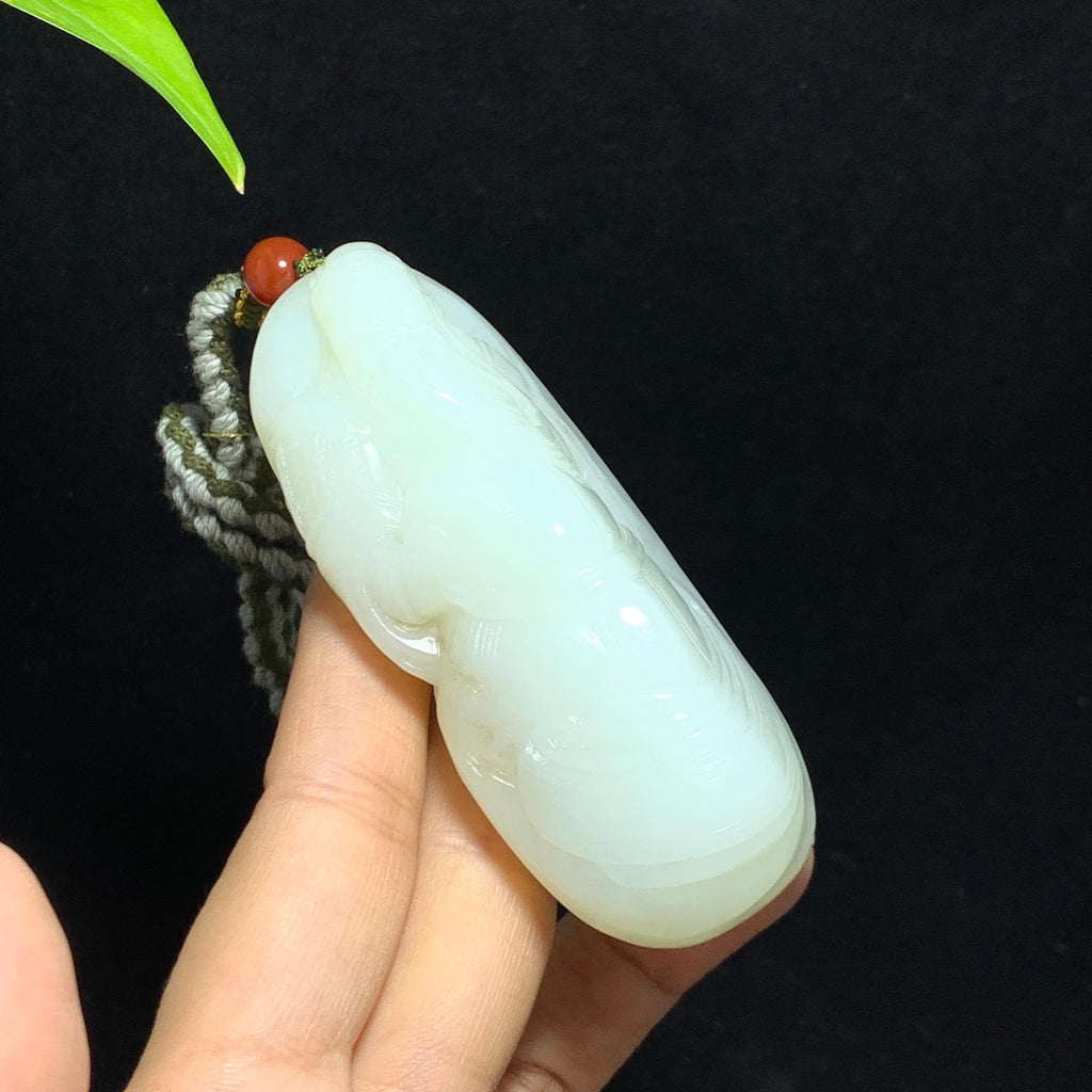 和田白玉关公手把件（132.0g）
