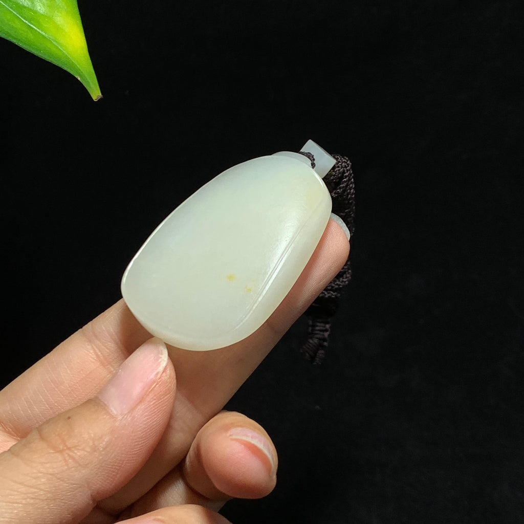 和田籽料洒金皮白玉无事牌挂件（33.7g）