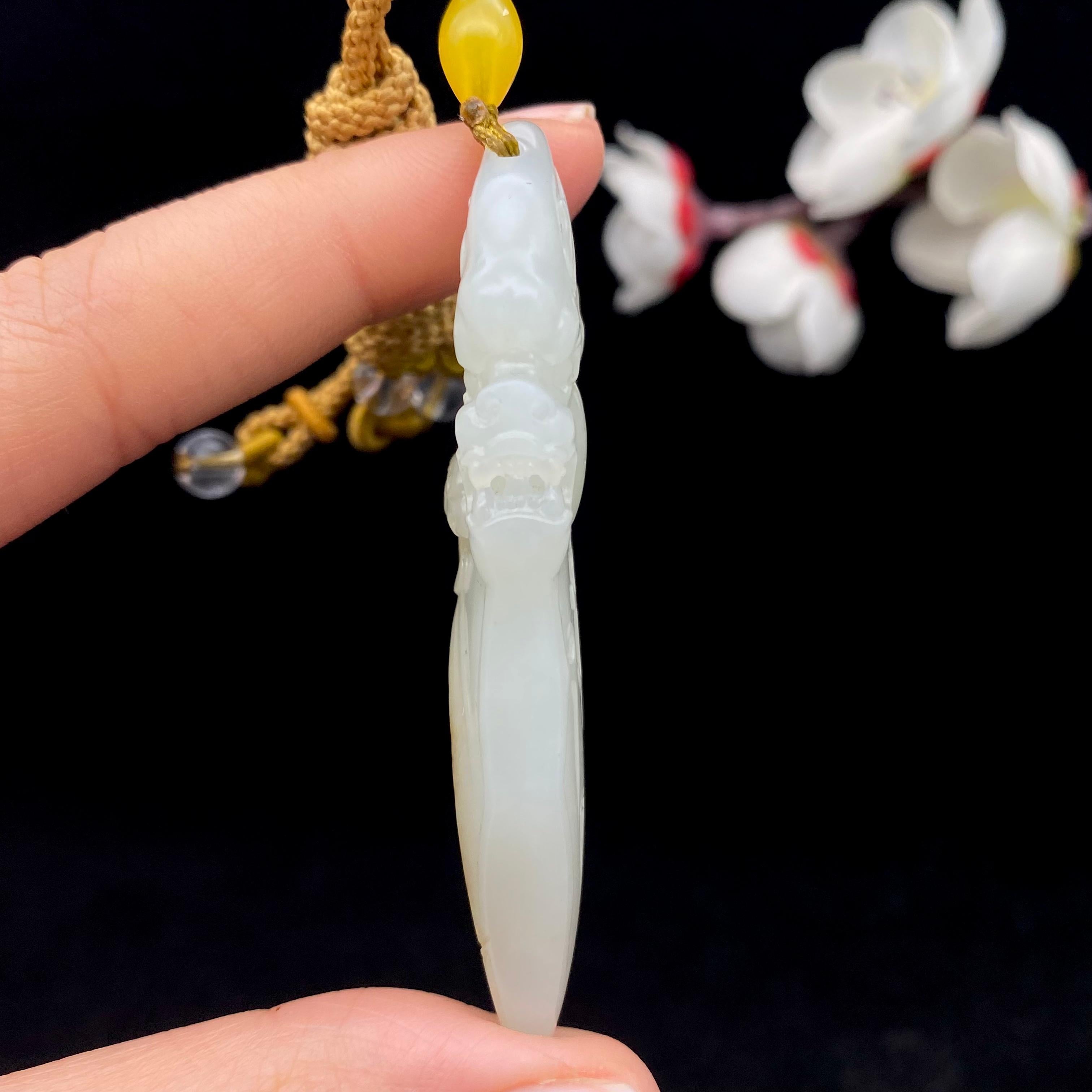 和田玉籽料【仿古龙】挂件（22.2g）