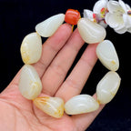 和田玉洒金皮籽料【精品手串】（105.9g）