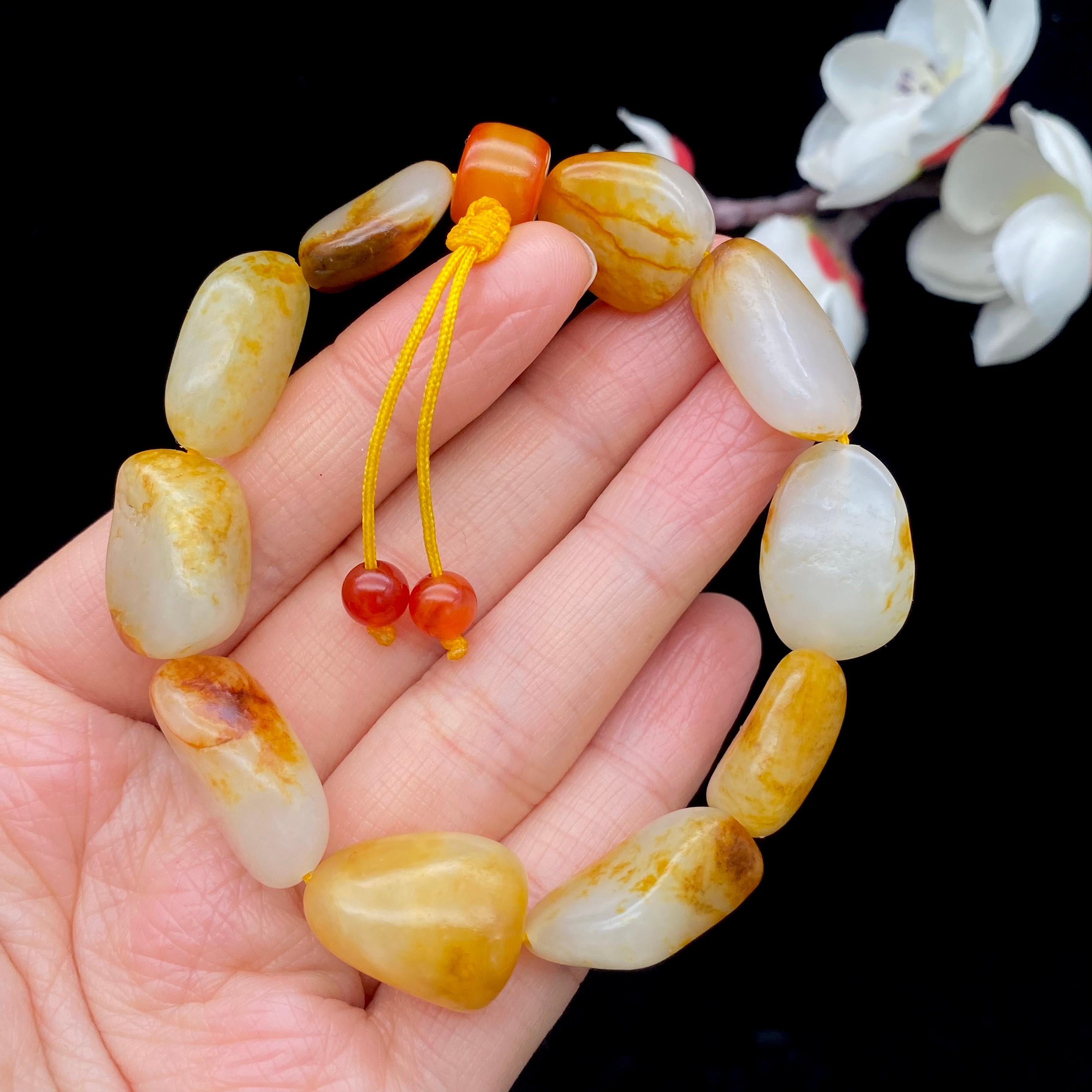 和田玉洒金皮籽料【精品手串】（35.8g）
