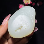 和田玉籽料挂件莲花观音（75.7g）