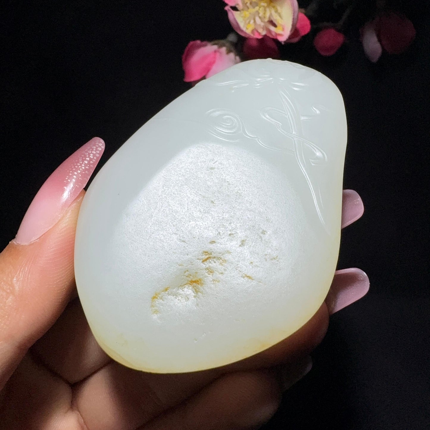 和田玉籽料挂件莲花观音（75.7g）