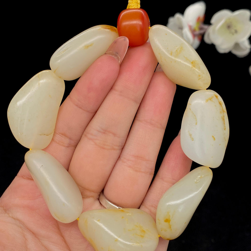 和田玉洒金皮籽料【精品手串】（86.1g）
