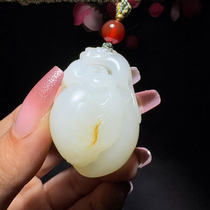 和田玉籽料猴子吊坠（37.1g）
