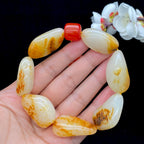 和田玉洒红皮籽料【精品手串】（90.8g）