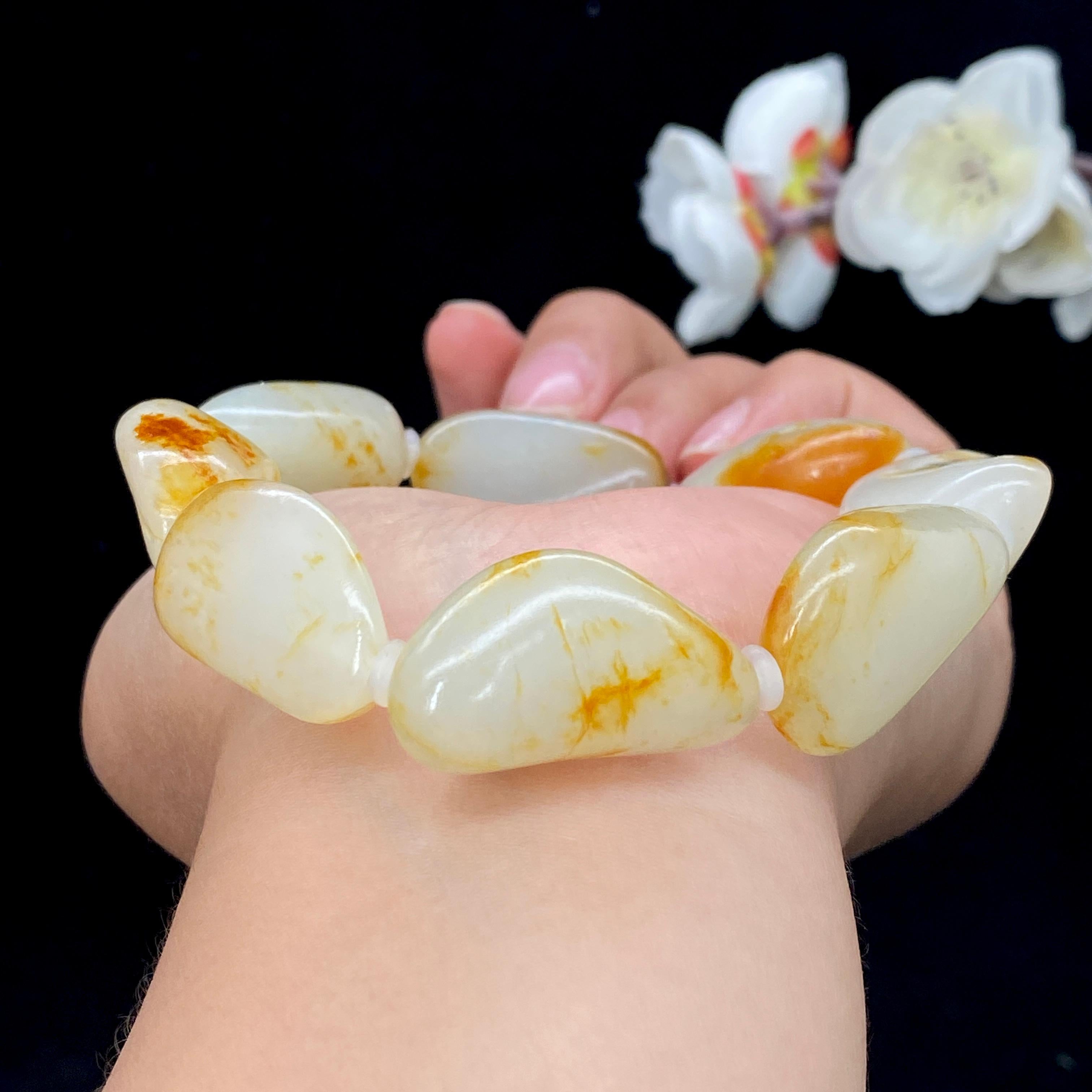 和田玉-洒金皮籽料【精品手串】（76g）