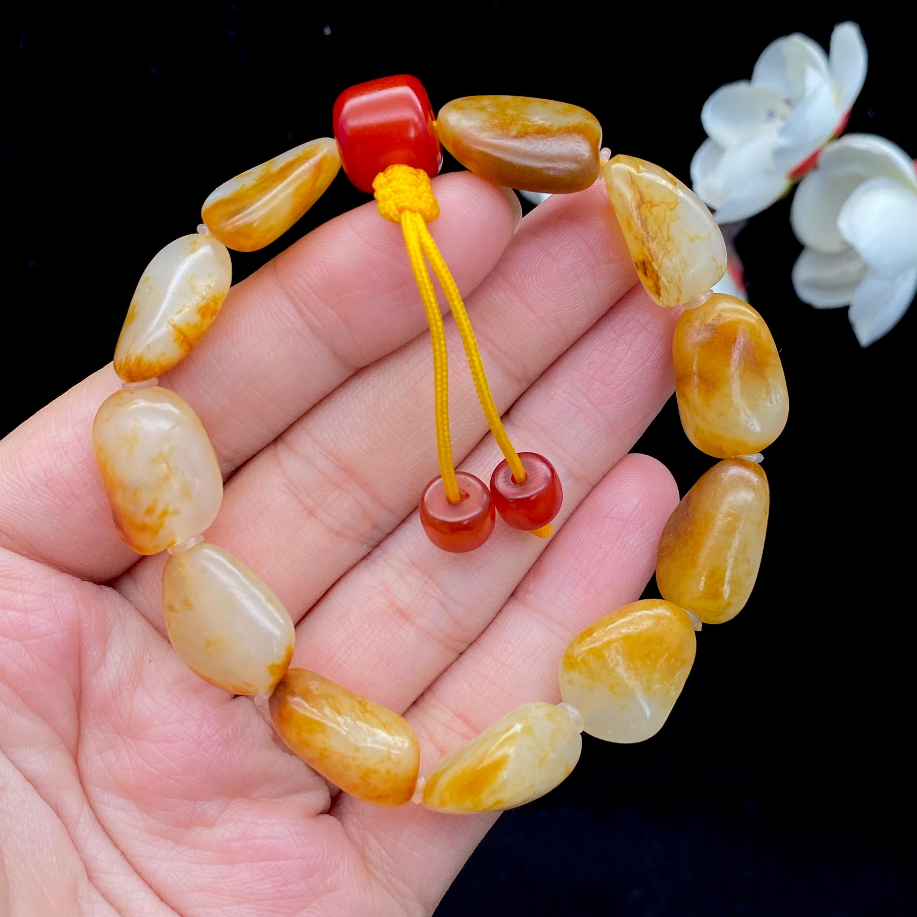 和田玉洒金皮籽料【精品女士手串】（26.8g）