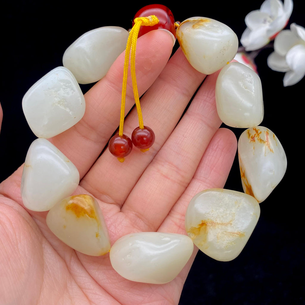 和田玉洒金皮籽料【精品手串】（96.2g）