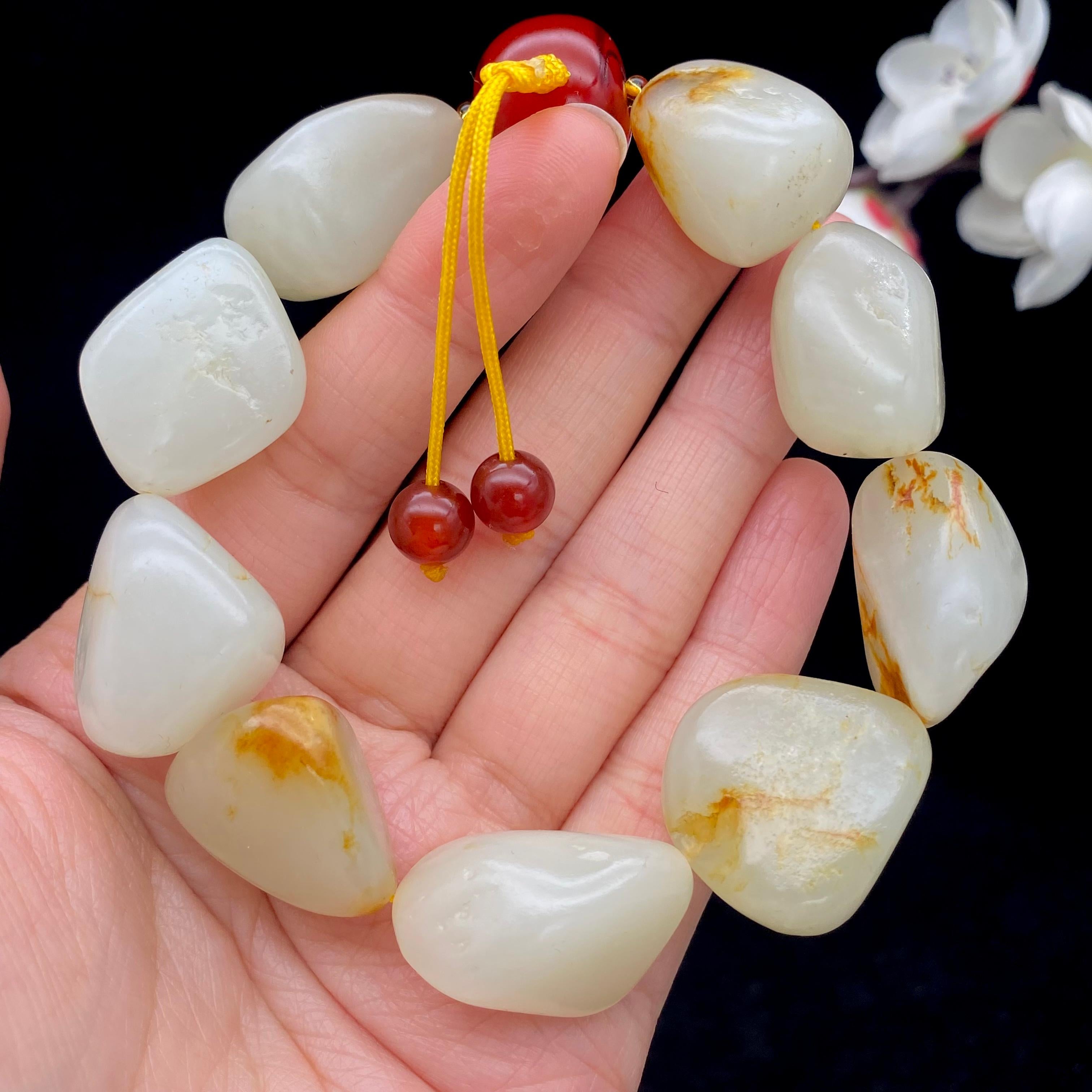 和田玉洒金皮籽料【精品手串】（96.2g）