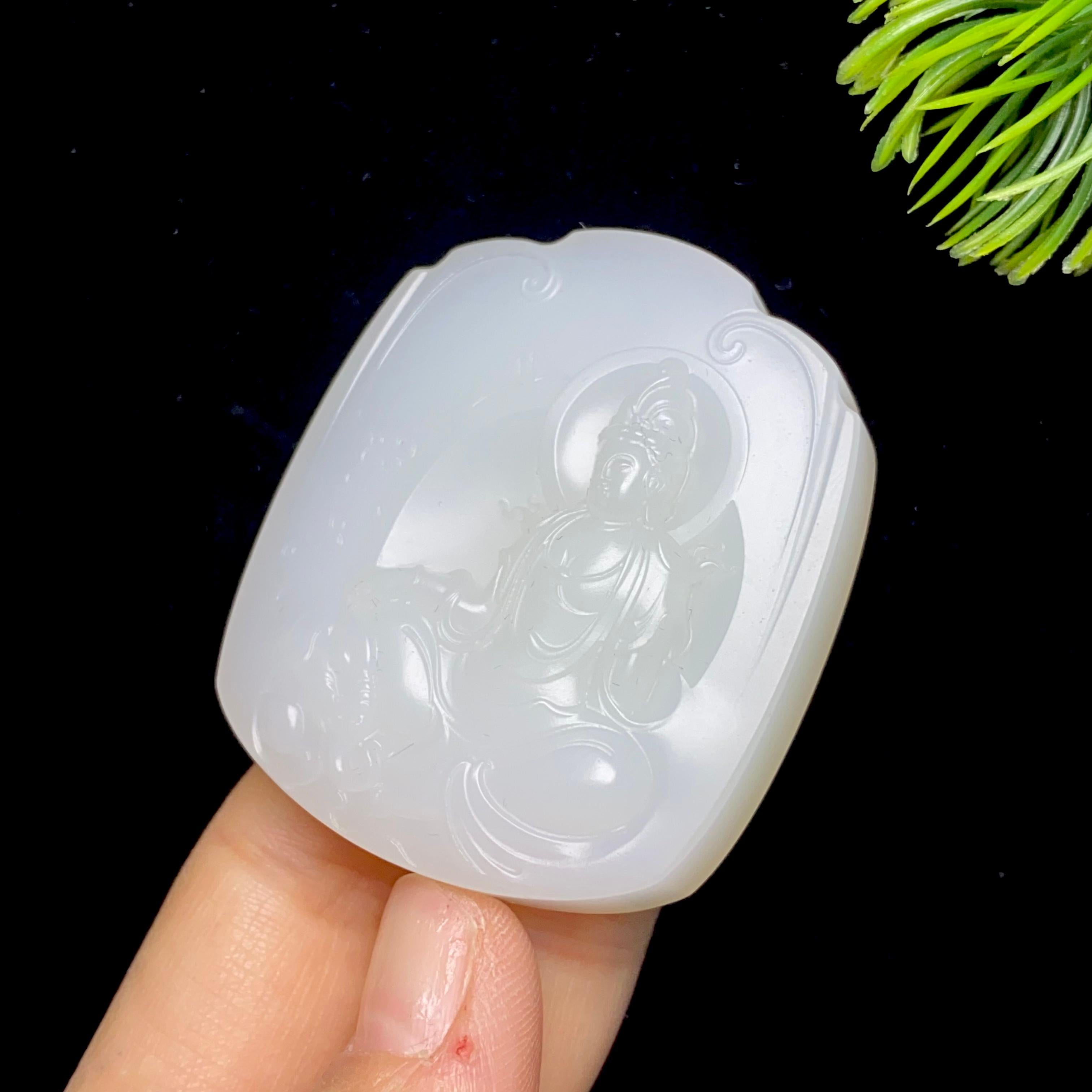 和田玉白玉普贤菩萨（62.1g）