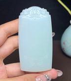 新疆和田玉且末料带翠羊脂玉平安无事牌（93.1g）