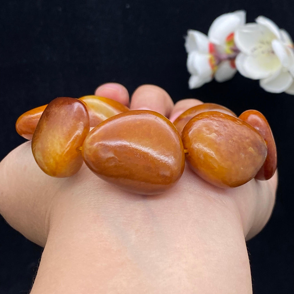 和田玉红沁皮籽料【精品手串】（103.3g）