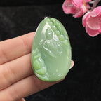 和田玉碧玉粉青猫眼观音挂件（33.7g）