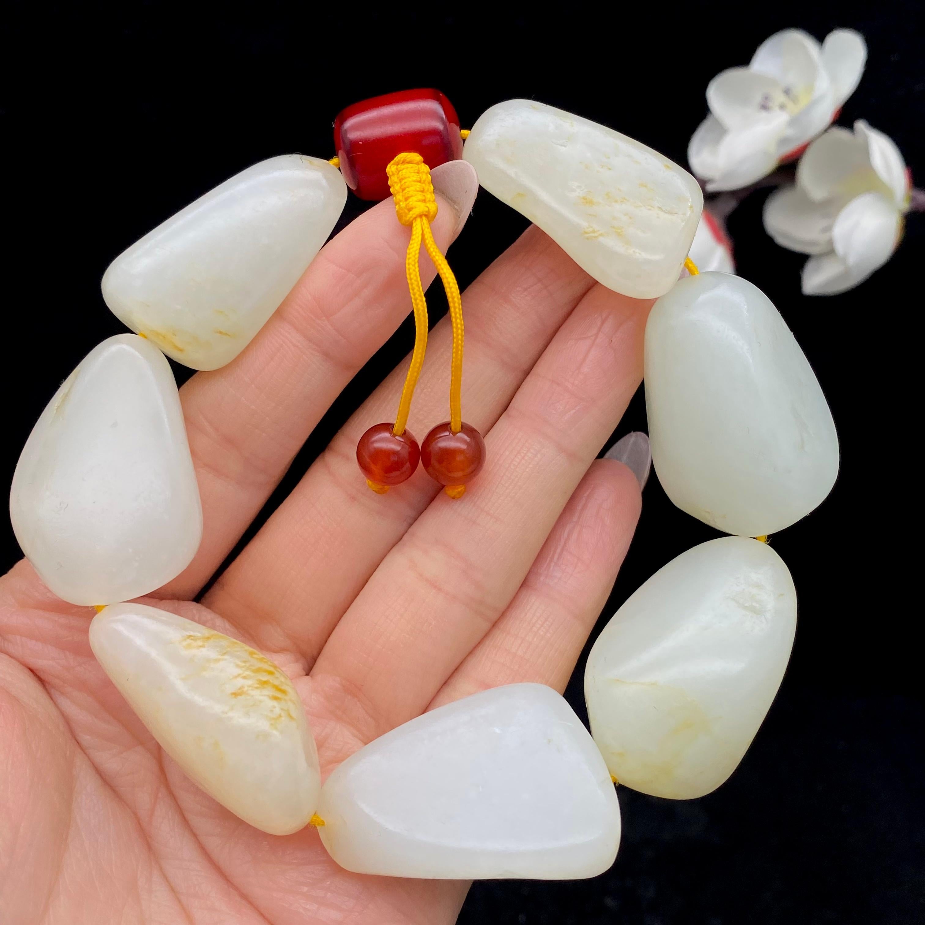 和田玉洒金皮【精品手串】（119.3g）